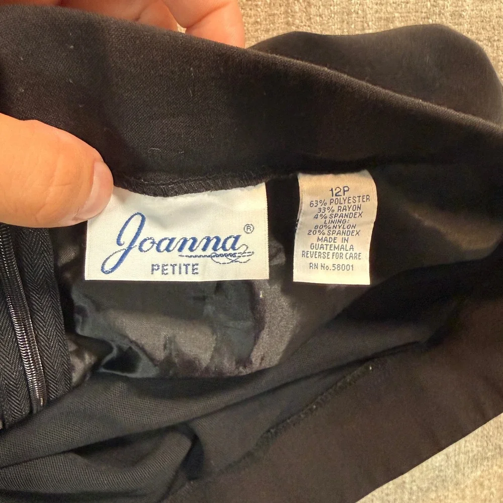 Joanna Petite Black Flounce Hem Mermaid Skirt Size 12P Stretch Midi Professional